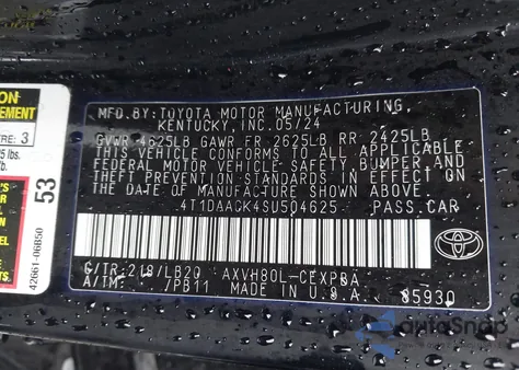 2025 Toyota Camry Xse из США, поврежденный, VIN 4T1DAACK4SU504625